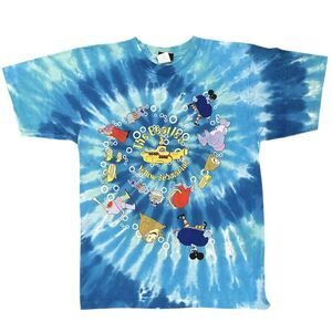 Vintage Liquid Blue Beatles Shirt Yellow Submarine Tie Dye M Made In USA 2004